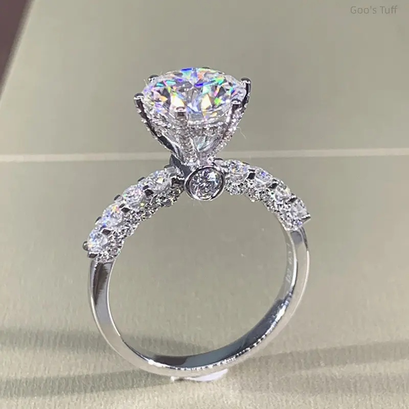 Platinum-Plated Star Motif Ring for Women, Elegant Crystal Band with Artificial Diamonds, Bridal Costume Jewelry for Weddings, Crystal Rings, Diamond Band, Artificial Diamond Rings