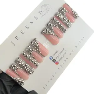 Jressed Party Girl Luxury Long Press On Nails - Glossy Small Size Builder Gel Nails with Application Kit for Seamless Application