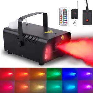 Fog Machine, 6 LED Lights with 12 Colors Effect,   Machine with &Wired Remote Control for Parties, Halloween, Outdoor, Indoor, Wedding and Stage Effect, 500ml Tank