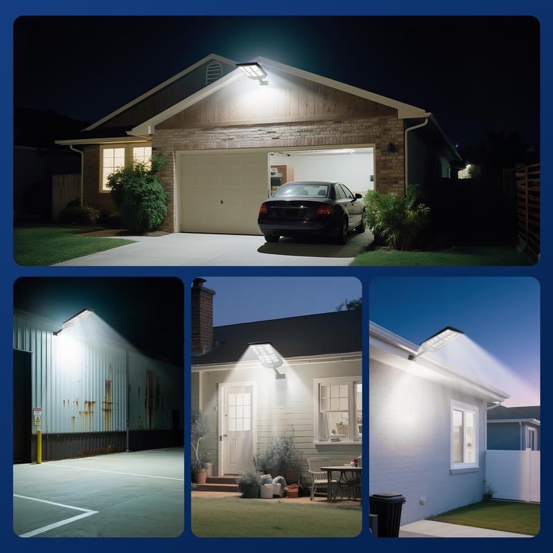 cvcpbu Solar Street Light 2PCS Outdoor IP65 Waterproof Commercial Lighting with Motion Sensor & Remote Control 360 SMD LEDs Adjustable Angle Eco-Friendly Dusk to Dawn