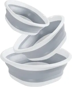 Durable Foldable Multipurpose Lightweight Portable Wash Basin Set (3 Sizes: S, M, L) - Home, Bathroom Supplies for Camping, Office Use, RV Sink Bucket Needs