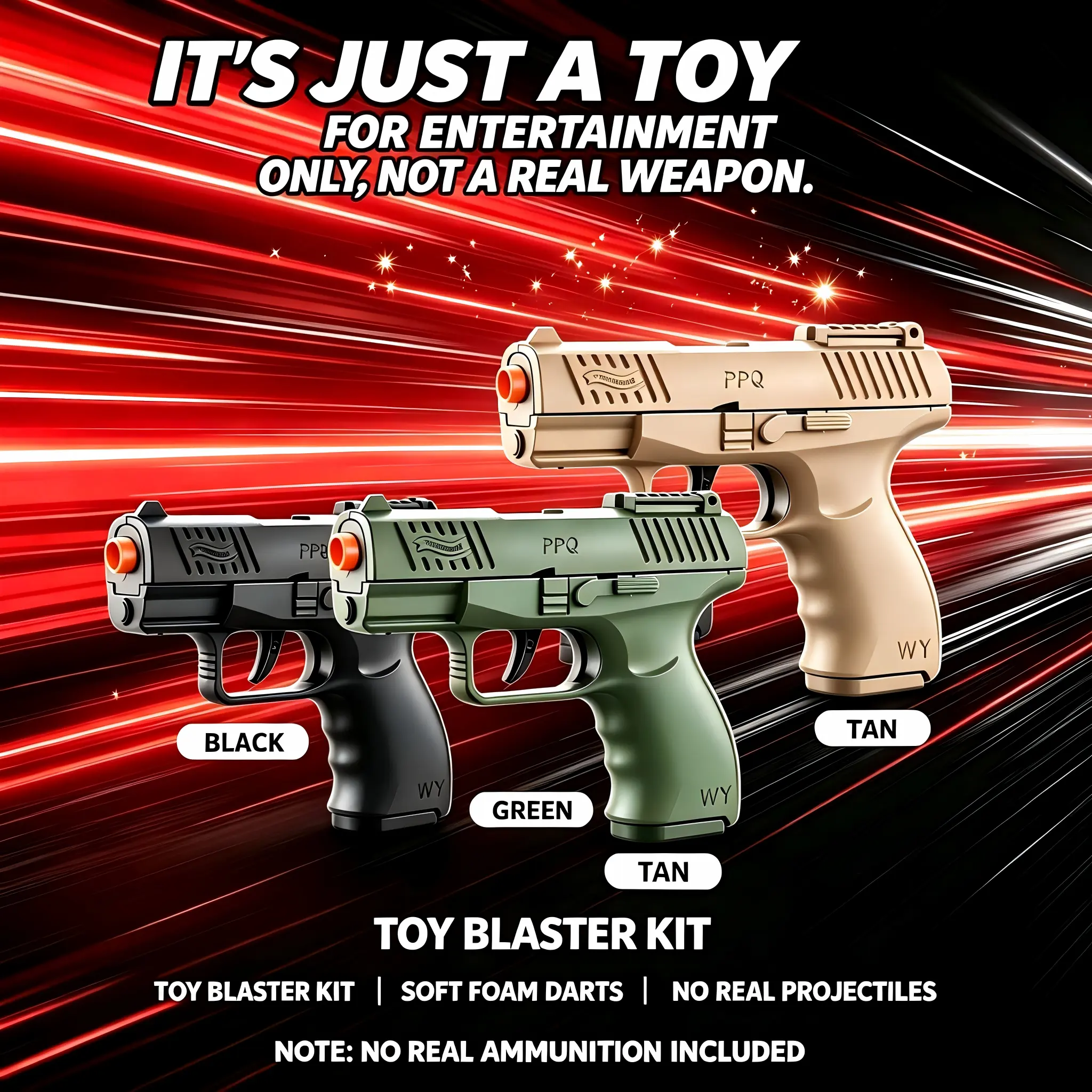 Foam Dart Shell Ejecting PPQ Toy Blaster, Automatic Mechanical Soft Bullet, Safe Orange Tip Outdoor Backyard Gift For Teen Boys Age 14+