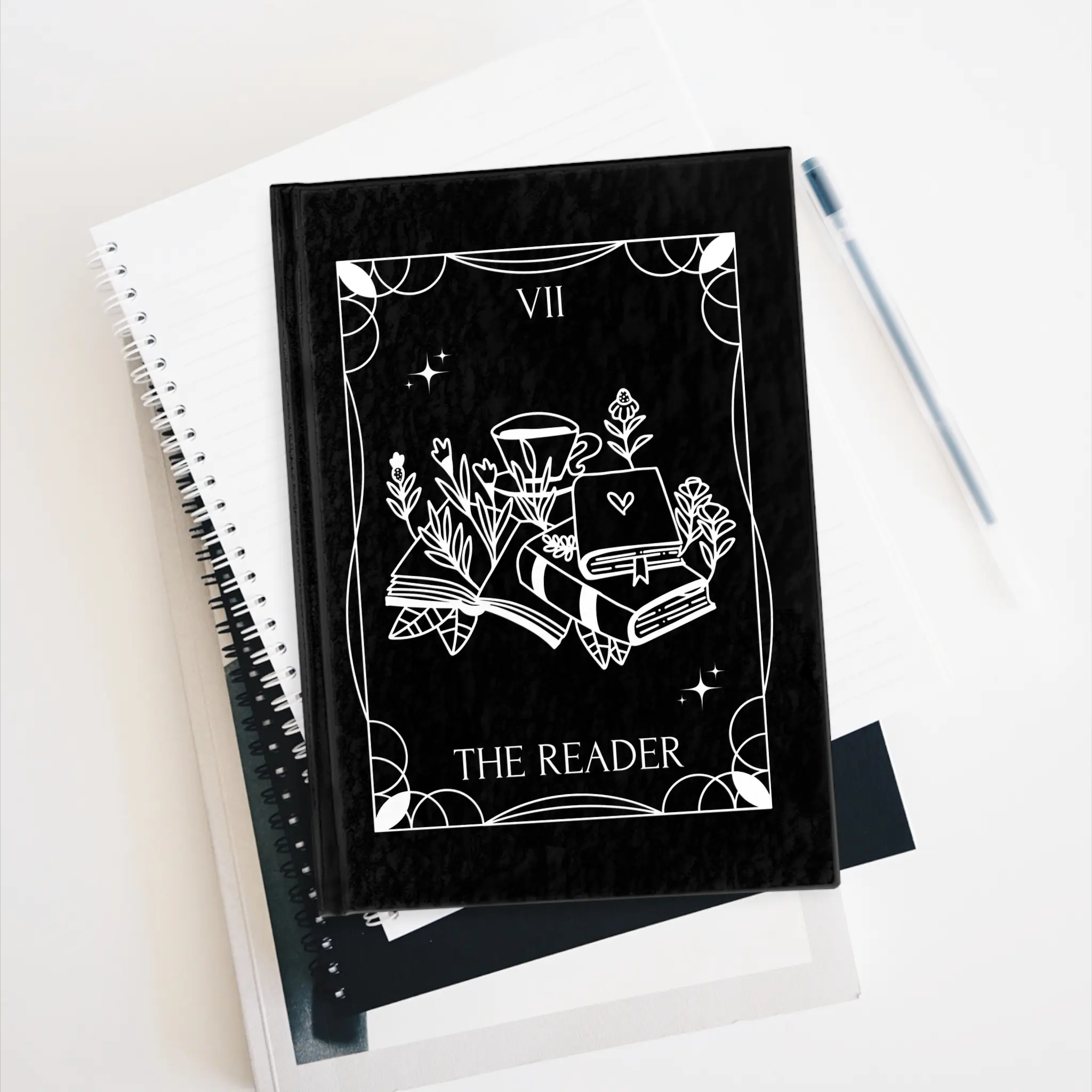 Customizable Personalized Hardcover Reader Journal - 5.75"x8" Size, 150 Lined Pages (75 Sheets), Matte Laminate Finish, Full Wraparound Print Covers, Durable Office Stationery Notebook for Gifts, Easy Journaling