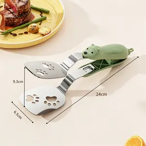 Multi-Purpose Hot Plate Gripper Set Stainless Steel Bear Pancake Griddle Clip Multifunctional Kitchen Tool for Frying Eggs, Fish, and Steaks Kitchenware