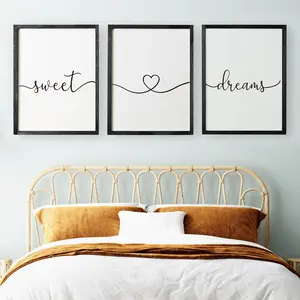 Set of 3 Framed Farmhouse Sweet Dreams Sign 11x14” Above Bed Wall Decor for Bedroom Decor Wall Art Wood Signs (11"x14")