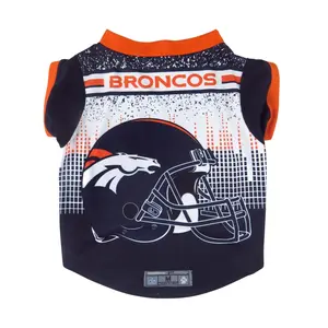 212 MAIN Denver Broncos Pet Performance Tee Shirt - Size L, Moisture Wicking Shirts, Polyester Knit, Team Graphic