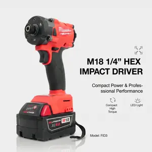 Milwaukee M18 FID3 Compact Spiral Specialty Mechanic Tool - 221 ft-lbs (300 Nm) Torque, 11.4cm Ultra-Short, 1.75kg Light, 4-Speed Control, Battery & Charger Included - For Electricians, Electrical & Framing Work powertools cordless wrench