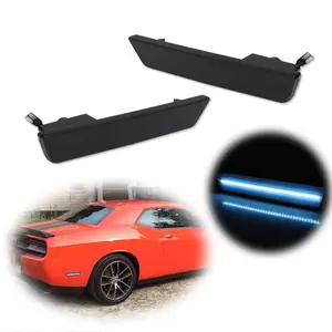 2PCS Smoked Ice Blue Rear Side Marker LED Lights For Dodge Challenger 2008 2009 2010 2011 2012 2013 2014 Replace OEM # 68039504AA 68039505AA