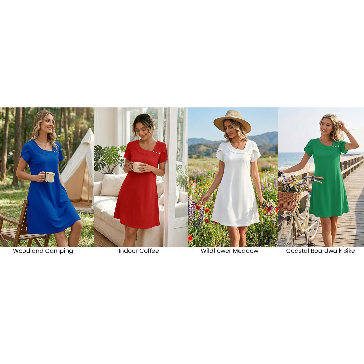 VAFFUL Women’S Elegant Shift Dress | Casual Summer Mini Dress for Women | Loose Fit Office Work Dress | Chic Everyday Outfit