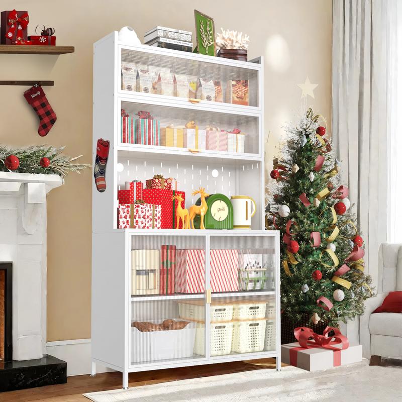 73" Tall 6-Tier Kitchen Pantry Cabinet with Flip Door, Adjustable Shelves & Anti-Tip Design - Versatile Storage for Kitchen, Living Room, Office