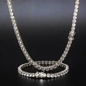 Men's Hip-Hop Rapper Style Square AAAAA Cubic Zirconia Necklace — Luxury Unisex Jewelry, The Perfect Gift. Available in 3.0mm, 4.0mm, 5.0mm, and 6.0mm Tennis Chain Styles — Diamond-Set Jewelry, Ideal for Gifting.