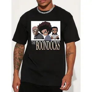 Monawear Men'S & Women'S "The Boondocks" Graphic T-Shirt - Casual, Short Sleeve, Crew Neck, Summer Tee with Cartoon Family Design, High Street Fashion, Streetwear Tee |   Cartoon Print Top |   Comfortable Fit, Boondocks T Shirts