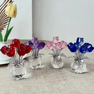 Simulated Crystal Rose Flower Decoration, Lifelike Artificial Flower, Home Office Living Room Ornament, Perfect Gift Choice, Elegant Decorative Piece