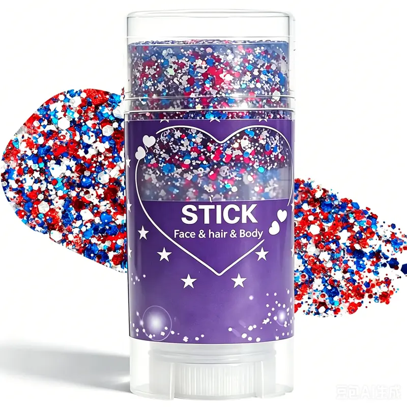 Sparkly Glitter Cosmetic Stick - Easy-Apply, Shine-Enhancing Festive & Party Supply for Independence Day, Festivals, Fun Holiday Looks (Whole Body Use)