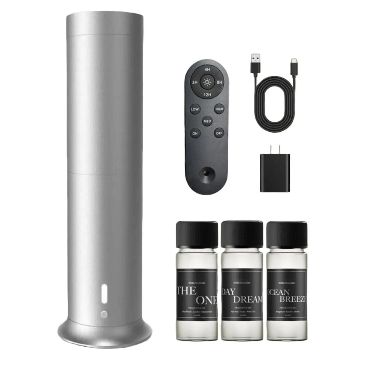 Waterless Essential Oil Diffuser - Scented Aromatherapy Cold Air Device, Hotel-Quality Fragrance, Preserves Pure Scent, USB Rechargeable, 3x20ml, Mood Enhancer for Home Office, Gift Idea for Grandma, Freshener, Birthday