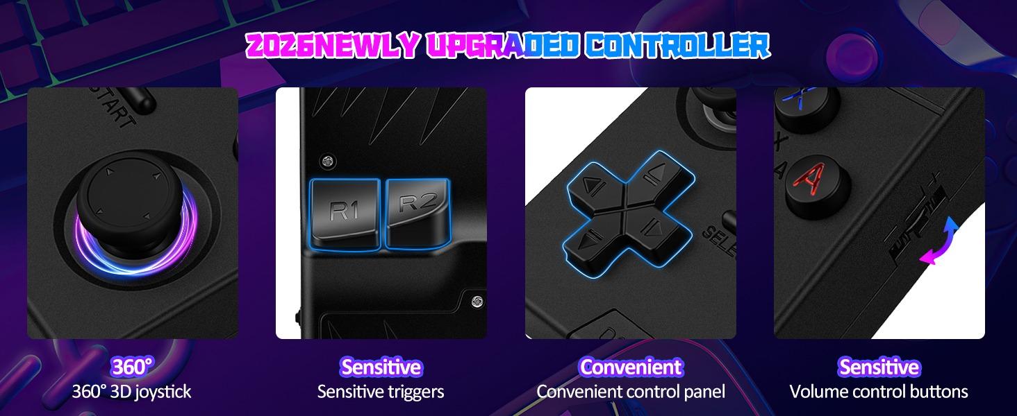 XF40V Retro Handheld Game Console with 2*Detachable Long Joysticks, 4.0-Inch HD IPS Screen Retro Gaming Console, Preloaded Classic Games with Multiple Emulator, Pocket Video Gaming