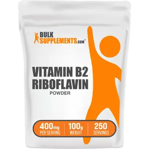 BulkSupplements - Vitamin B2 Riboflavin Powder - Energy Boost - Antioxidant - 100g-500g - 400mg per Serving
