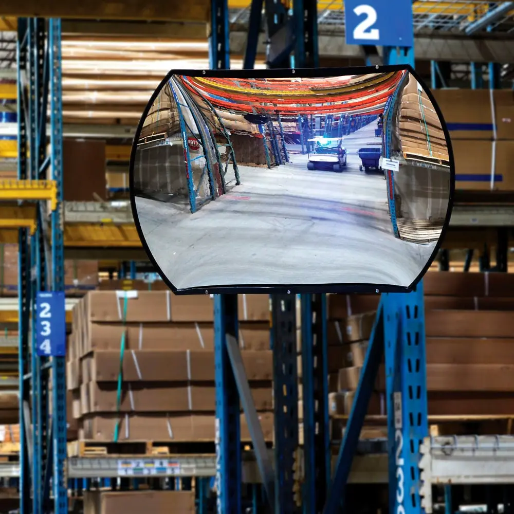 Global Industrial 670552 Indoor Safety Rectangular Acrylic Convex Mirror - 24x36 in, 36 in Width, 160-Deg Wide View, Durable Plastic Build, Easy-to-Install Bracket Mount, Discourages Theft, Prevents Injuries, Discourage Theft, Prevent Injuries, 24X36 In.