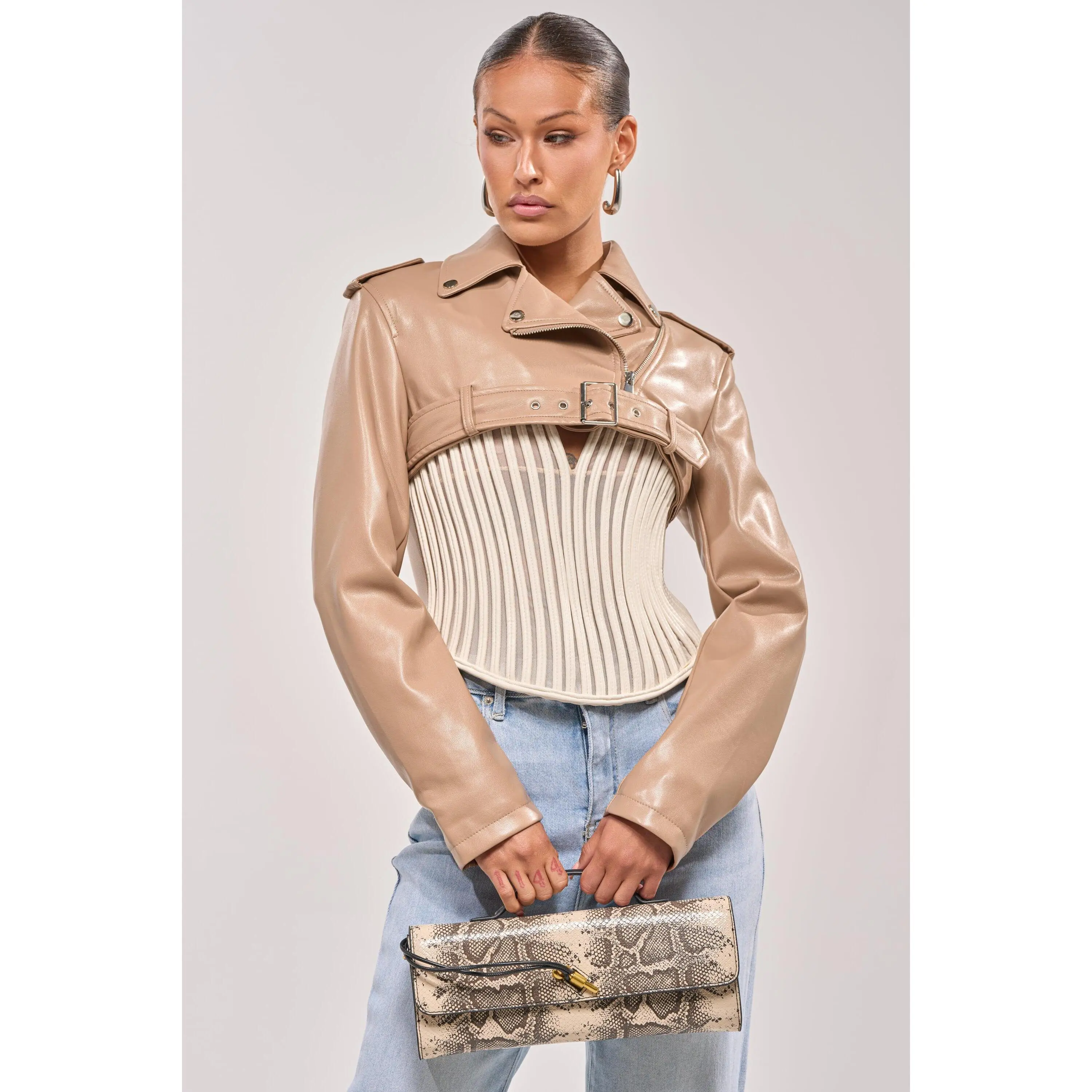 HARLEY LUXE ULTRA CROP MOTO IN TAUPE