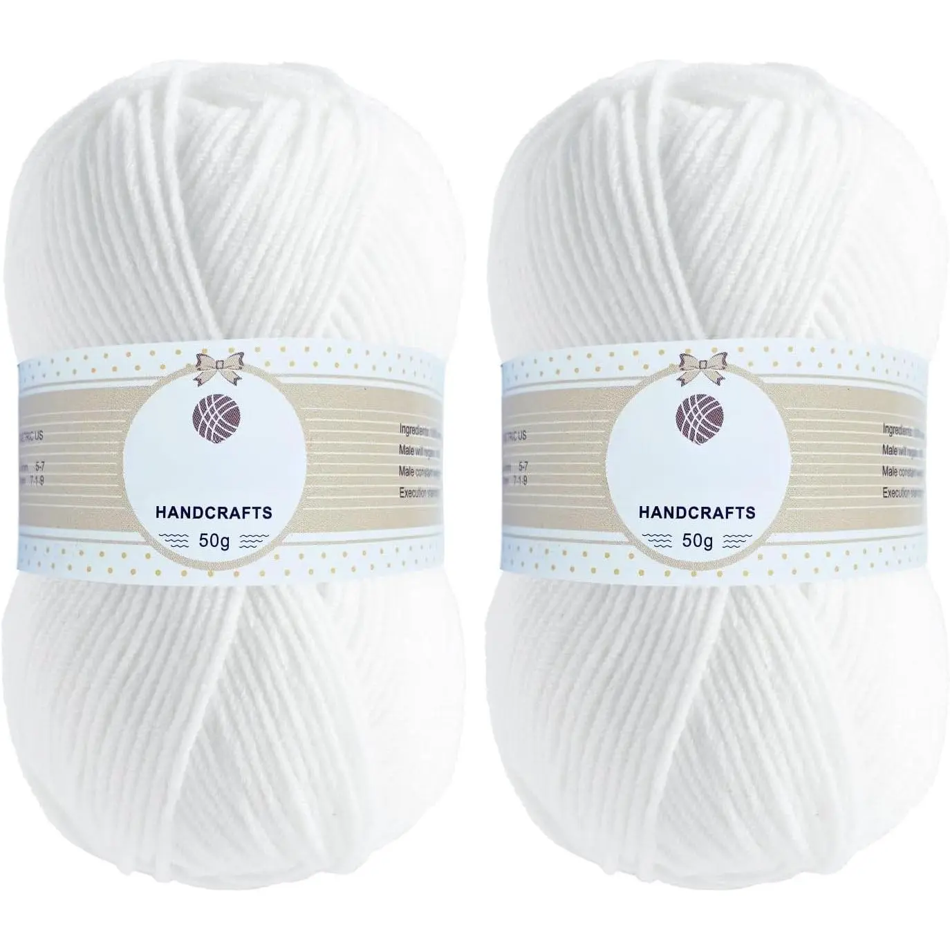 2 count Crochet Yarn, Feels Soft 280 Yards Assorted Colors 4ply  Yarn,Yarn for Crochet & Hand Knitting (White)