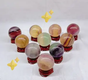 Natural Crystal Sphere Mixed Collection - 7-Piece 3cm/1.2in Decor for Jewelry Accessories & Derivatives