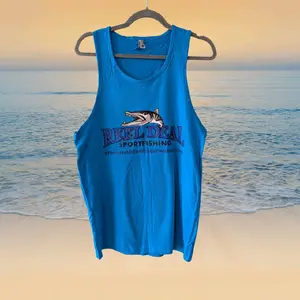 Reel Deal Sportfishing Blue Cotton Blend Muscle Tank Top for Men - Stylish & Breathable Fabric for Outdoor Adventures Fashion Menswear