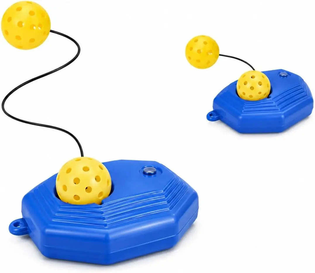 Solo Pickleball Trainer - Adjustable Bounce-Back Training System with Fillable Water Base, Tethered Ball, Carry Handle for Solo Practice Anywhere No Partner Needed