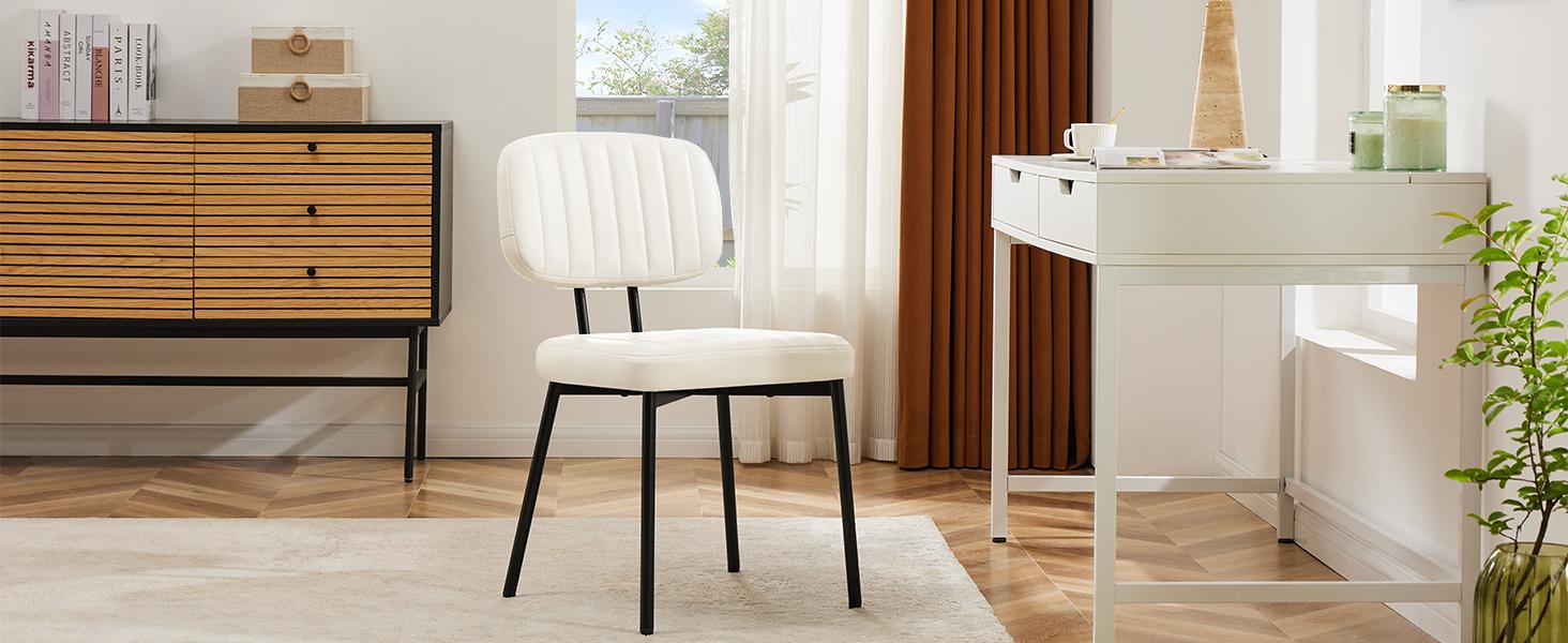 Sweet Furniture S Dining Chairs Set of 2, Upholstered Mid Century Modern Kitchen Dining Room Accent Chairs with Faux Leather Cushion Seat & Metal Legs