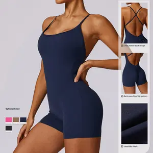 Women Jumpsuit Shorts Short Sports Jumpsuits quick-drying naked jumpsuit casual running fitness clothing tight-fitting back yoga clothing