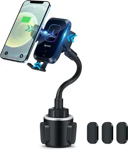 Charger-Cup Holder Phone Mount,Automatic   Sensor Clamping Qi 15W Fast Universal Adjustable Cell Phone   Air Vent Cradle