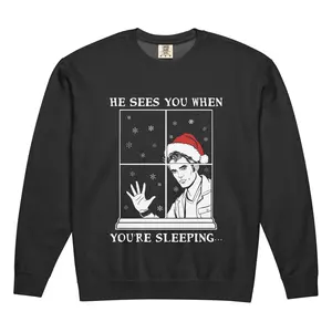 He Sees You when you're sleeping crewneck sweatshirt, Funny Twilight meme Christmas Sweatshirt Hoodie
