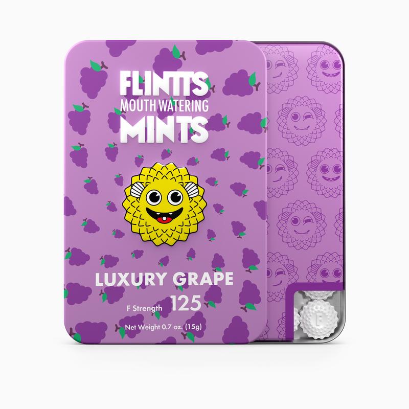Flintts Mouth Watering Mints Jam Band Variety 3 Pack - Luxury Grape, Strawberry Magic, Cherry - Natural Flavors, Sugar-Free & Vegan, Dry Mouth Mints