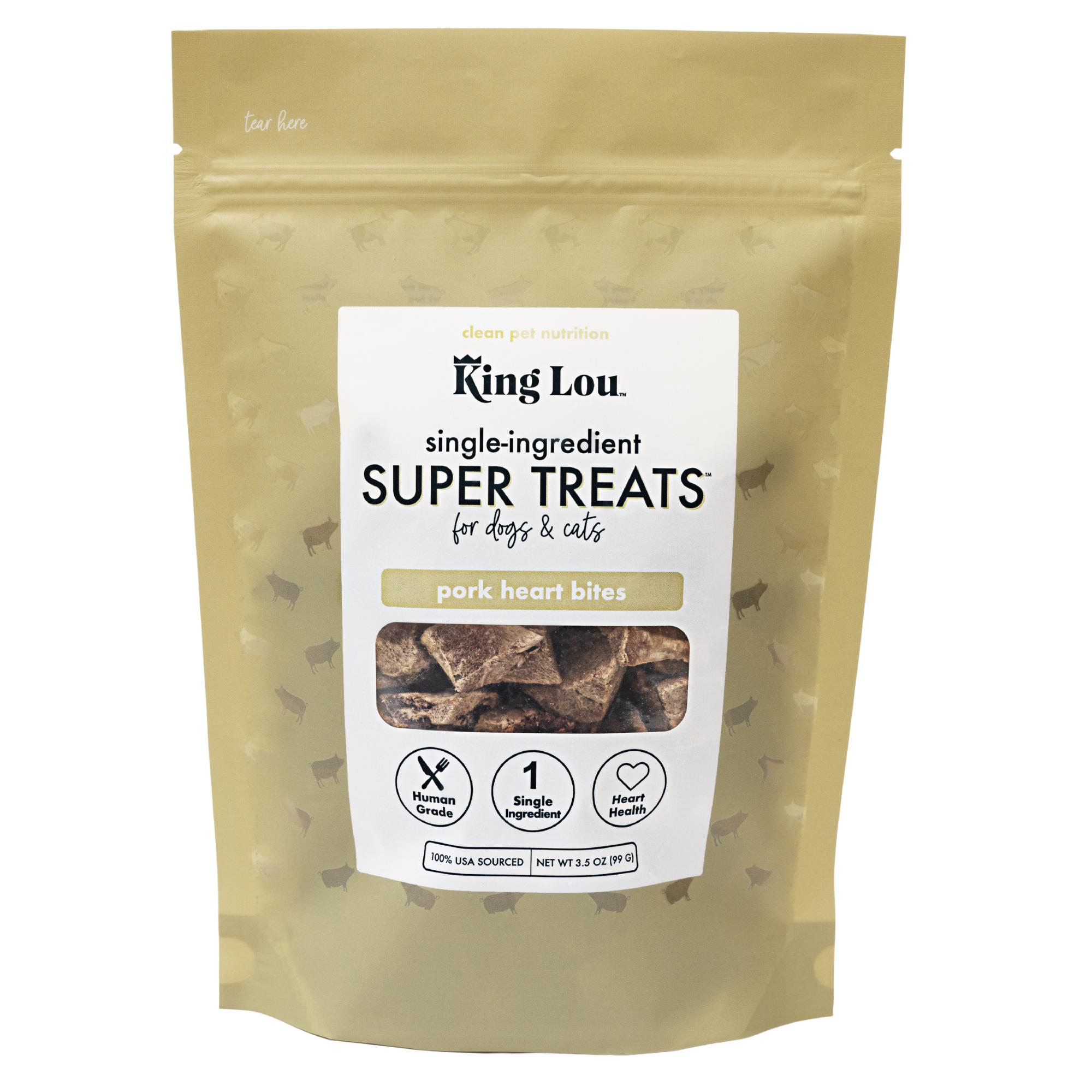 King Lou Pork Heart Bites Treats, Soft Single-Ingredient Treat for Dogs & Cats - Natural Taurine, Supports Heart Health Pet Supplies Chews