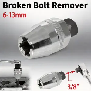6-13mm Broken Bolt Extractor Set - Metal Damaged Stud Remover Tool for Impact Wrench and Ratchet, Non-Electric Manual Operation Hex Shank Drill Tool Kit Set Tool Box Hardware