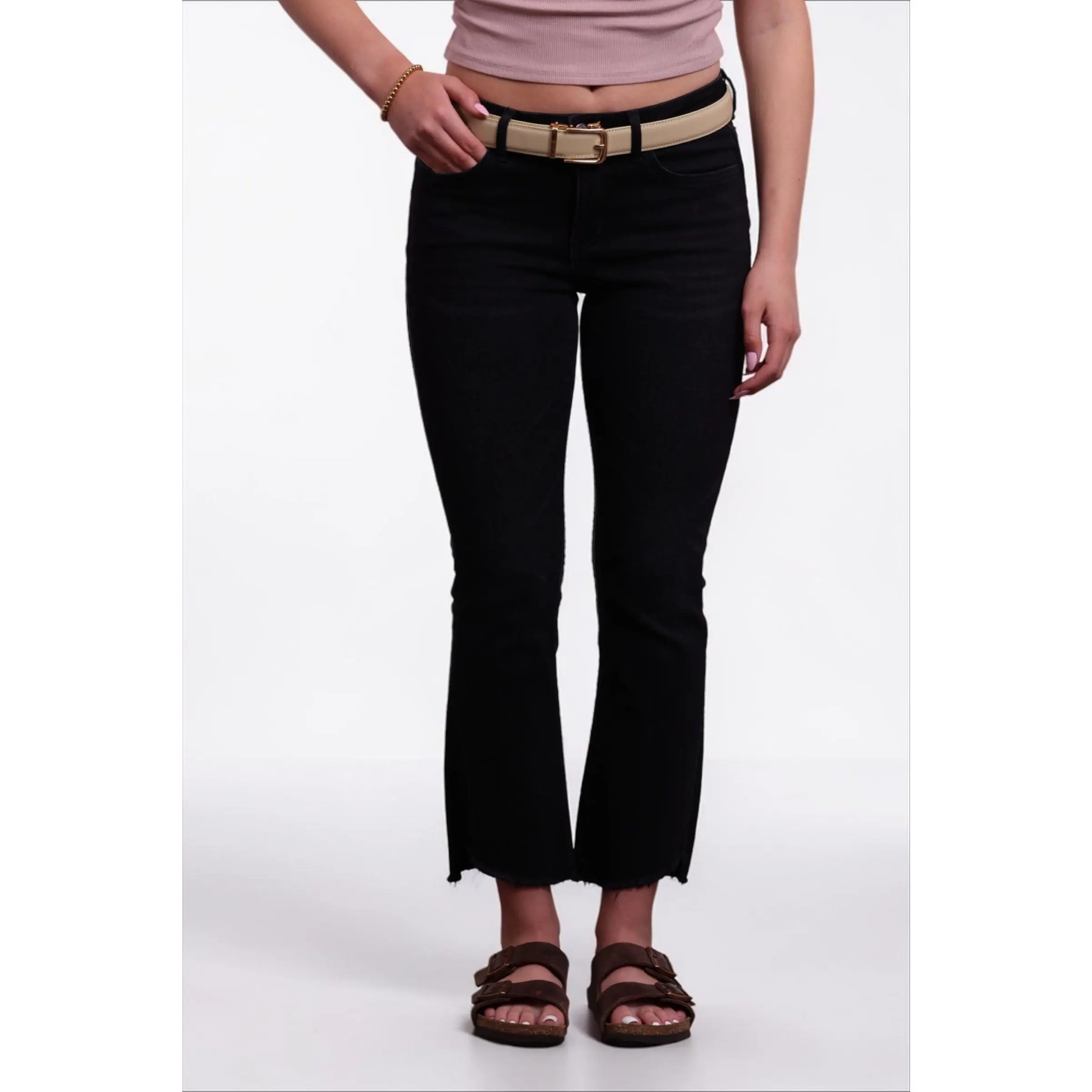 The Knox Mid-Rise Tummy Control Cropped Bootcut Jeans - Vintage Black