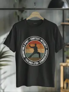 100% Cotton Taekwondo Karate 5 Tenets Martial Arts Uniform Mens T-Shirt T-Shirt