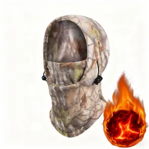 Winter fleece-lined camouflage balaclava hat, a warm, windproof, and breathable riding face mask, thick and plush warm hat, mask scarf suitable for outdoor sports such as skiing, travel, hunting, and horseback riding