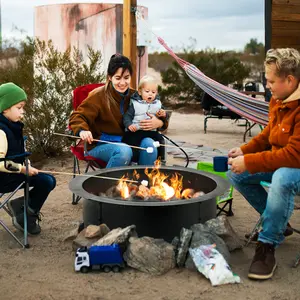 36"Heavy Duty Solid Steel Fire Pit Ring for Wooden Burning, Campfire Ring Insert, Metal Bonfire Ring Above Ground for Patio, Garden, Grill, Camping.