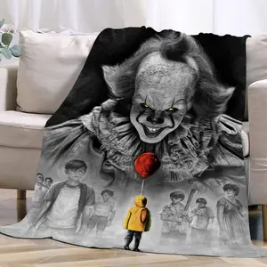Pennywise Horror Movie Halloween Blanket Ultra-Soft Warm Plush Soft Throw Gifts Lightweight Flannel Blankets for All Season Bed Couch Chair Living Room 80"x60" Large for Men Women