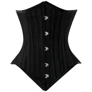 Black Brocade Lined Under bust Steel Boned Corset