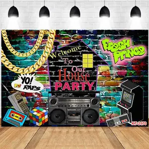 Photography Background Hiphop Graffiti Brick Wall Gold Chain Vintage Sound Welcome To Our Home Party Studio Photo Studio Backdrop