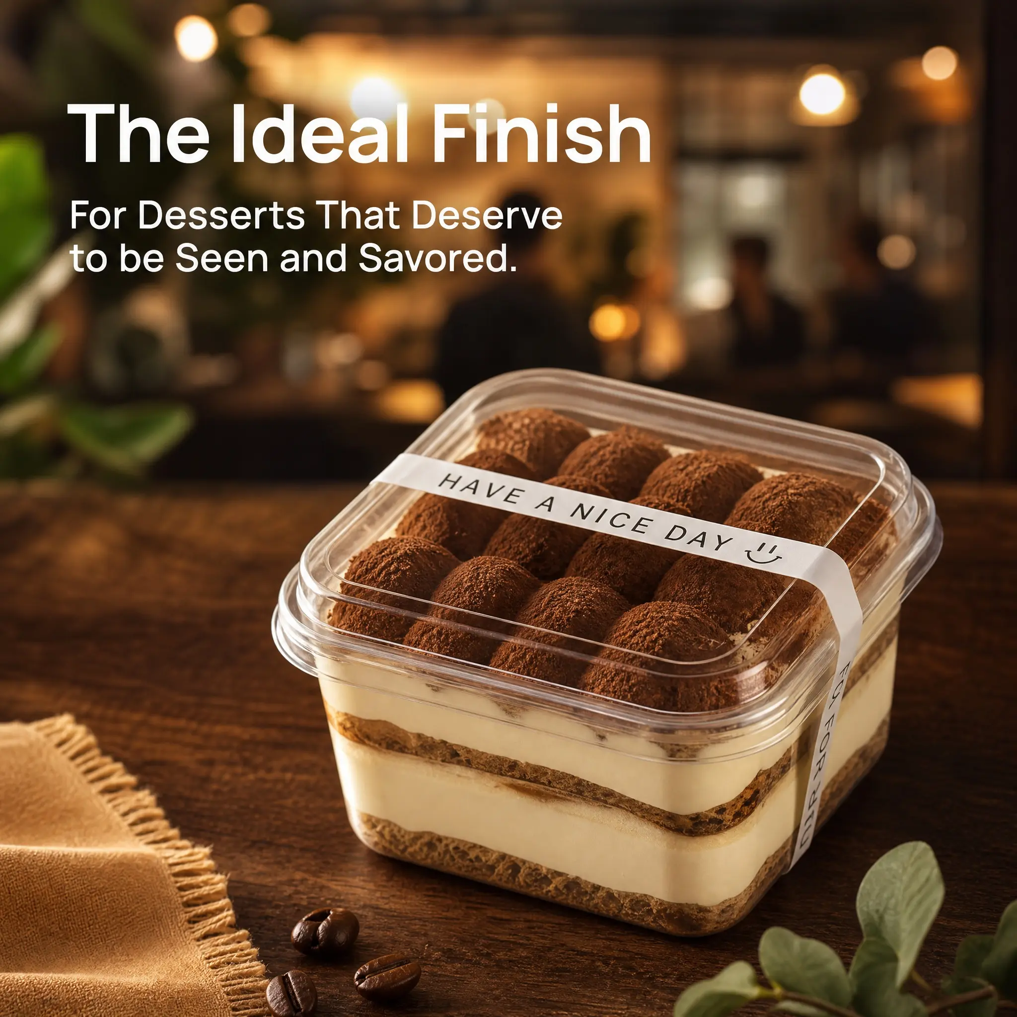 50PCS Premium Square Plastic Cake Boxes with Lids, 14oz/400ml Thick Durable Stackable Commercial-Grade Disposable Bakery Containers, Baking Supplies for Home & Festive Party Tiramisu, Mousse