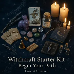 Witchcraft Starter Supply Kit for Beginners Crystal Herbs Candles Incense Ritual Tools Witch Spell Kit Gift Box with Tarot Cards Altar Cloth & Spell Bottles
