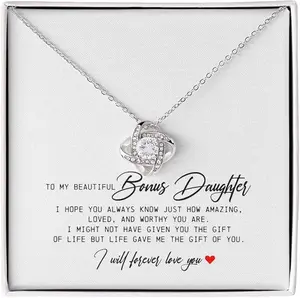 Bonus Daughter Necklace, Bonus Daughter Gifts, Adopted Daughter Necklace From Unbiological Mom, Step Daughter Gifts From Stepdad, Best Birthday Christmas Graduation Gift Idea for Daughter