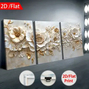 3 Pieces Modern Abstract Floral Art, Framed Canvas Paintings and Posters, Ready to Hang, Home Decoration, Wall Art, Room Decoration, High-Definition Printing, Holiday Gift, Living Room, Bedroom, Dining Room, Office Decoration Hanging Paintings