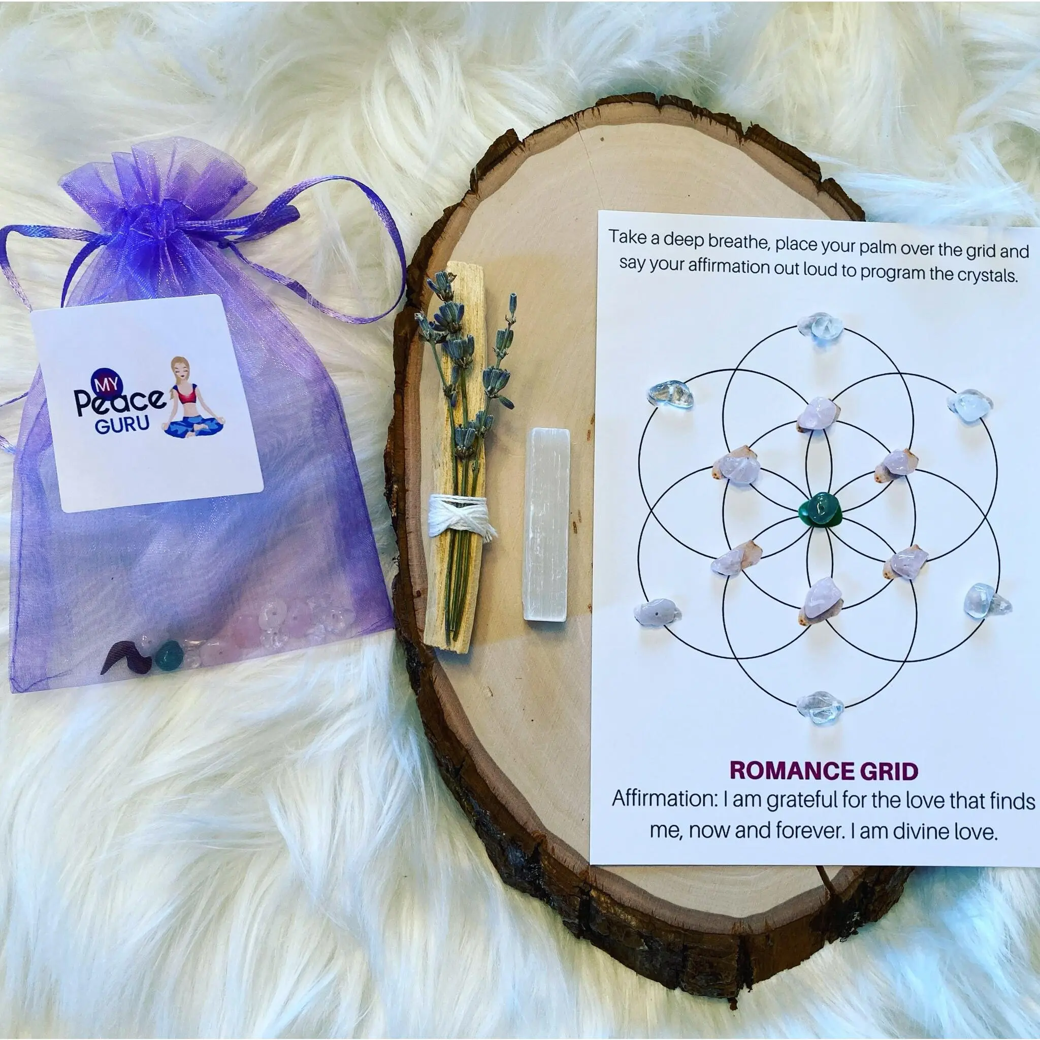 Crystal Grid Attract Love Flower of Life Law Of Attraction Gift Set
