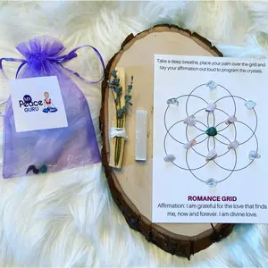 Crystal Grid Attract Love Flower of Life Law Of Attraction Gift Set