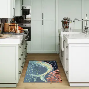 Lush Decor FrontPorch Indoor/Outdoor Hand Tufted Durable Area Rug - Transitional Graphic Coastal Ocean Colorful  (Siren Sighting)