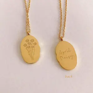 Birth Flower Stainless Steel Necklace | Unisex Irregular Month Flower Pendant