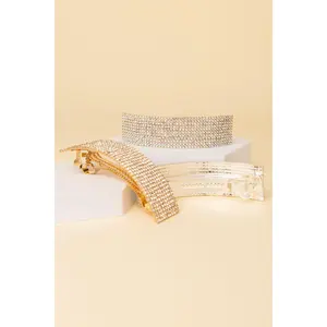 Isabel Rhinestone Pavé Rectangular Hair Barrette Clip